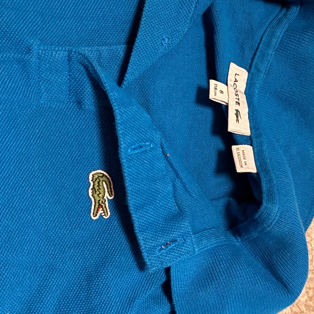 Lacoste Vibrant Blue Polo with Iconic Logo size 6 boys - Picture 2 of 2
